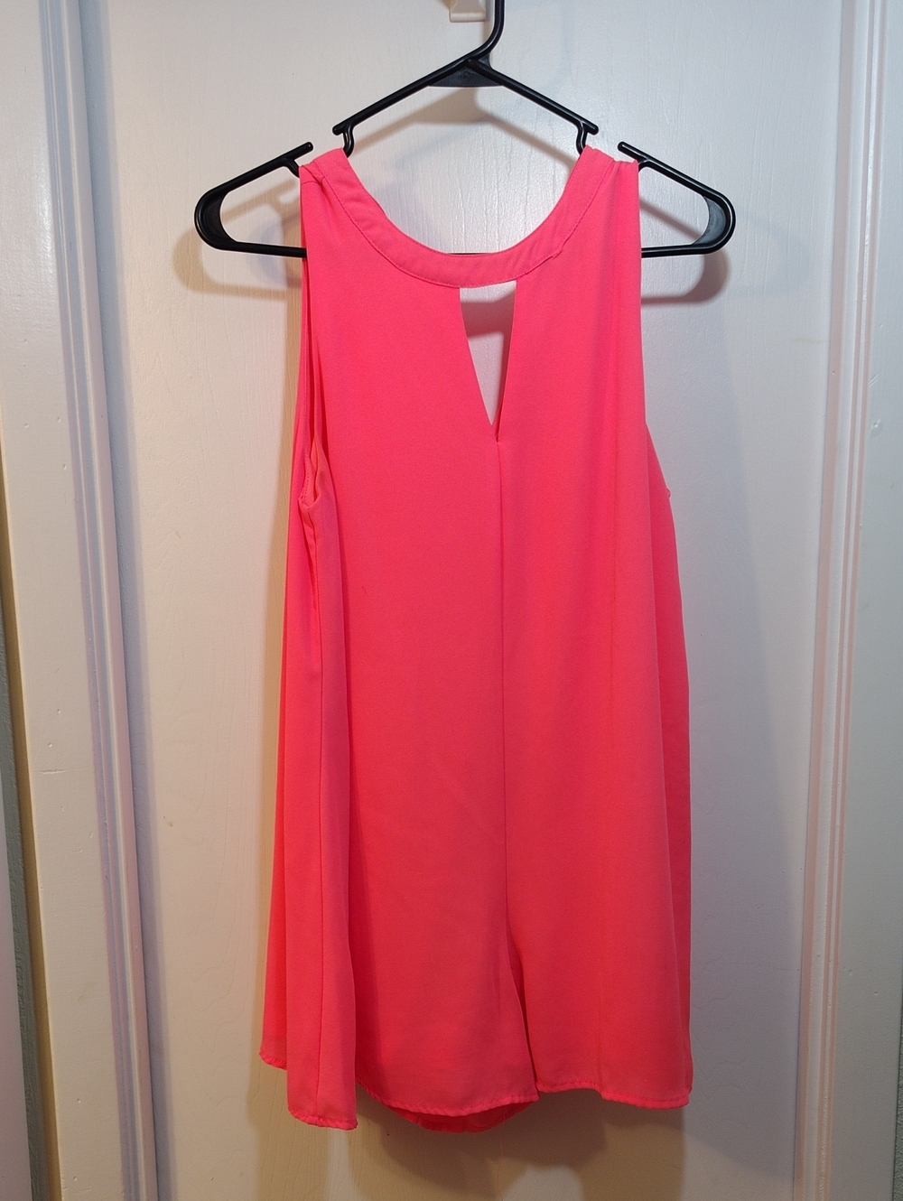 TCEC Neon Coral Sleeveless Shift Dress with Keyhole